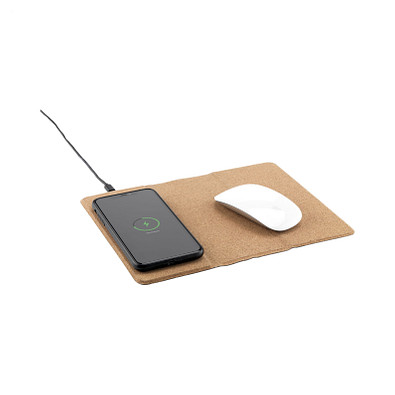 Wireless Charging Mousepad aus Kork, braun
