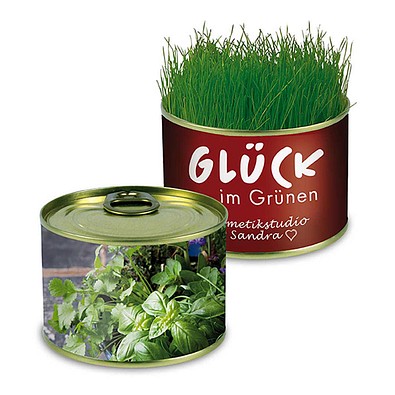 Natur-Konserve mit Samen, Kräutermischung, 1-seit. Druck