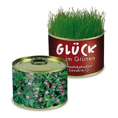 Natur-Konserve mit Samen, Persischer Klee, 1-seit. Druck
