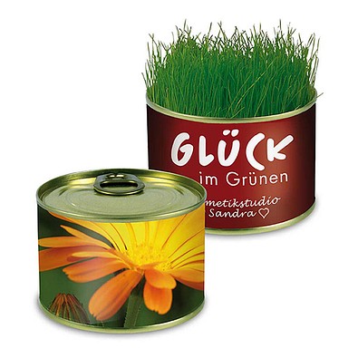 Natur-Konserve mit Samen, Ringelblume, 1-seit. Druck