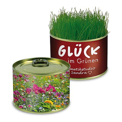 Natur-Konserve mit Samen, Sommerblumenmischung, 1-seit. Druck