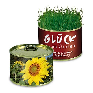 Natur-Konserve mit Samen, Sonnenblume, 1-seit. Druck