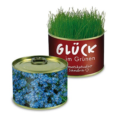 Natur-Konserve mit Samen, Vergissmeinnicht, 1-seit. Druck