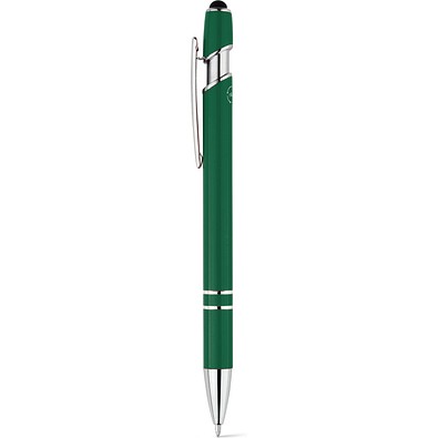 NEIL. Kugelschreiber mit Gehäuse aus recyceltem Aluminium (100% rAL) und Touch-Pen Druckknopf, Dunkelgrün