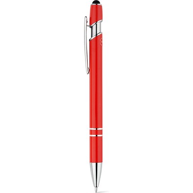 NEIL. Kugelschreiber mit Gehäuse aus recyceltem Aluminium (100% rAL) und Touch-Pen Druckknopf, Rot