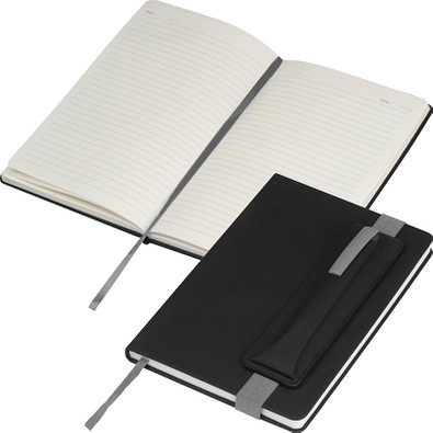 Notizbuch mit farbigen Applikationen, grau