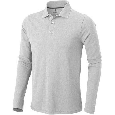 ELEVATE Herren Langarm Poloshirt Oakville, grau meliert, M