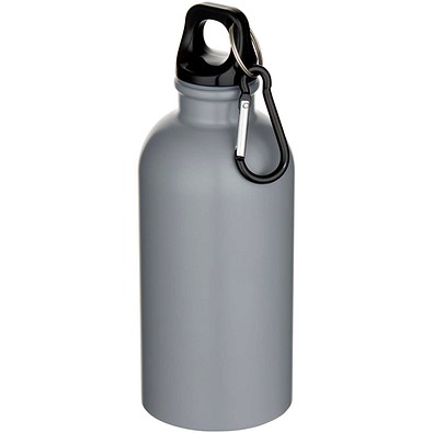 Oregon 400 ml matte RCS-zertifizierte einwandige Trinkflasche aus recyceltem Edelstahl mit Karabinerhaken, grau