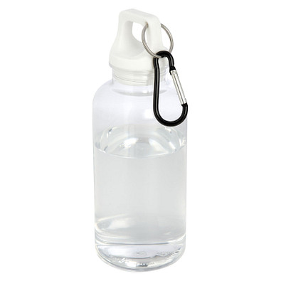 Oregon 400 ml RCS-zertifizierte Trinkflasche aus recyceltem Kunststoff mit Karabiner, weiss