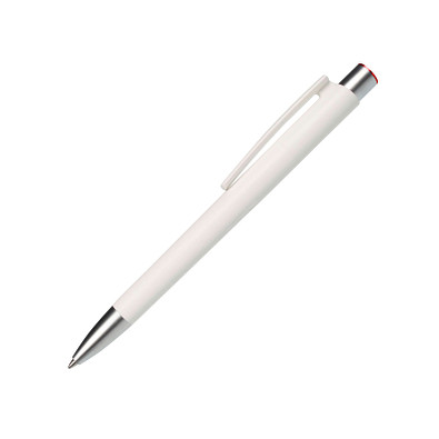 burger swiss pen® Kugelschreiber Delta, blaue Mine, kristallweiß-matt/rot