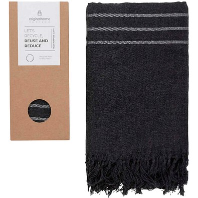 Originalhome Tuch 85 × 175 cm aus recyceltem Material, schwarz