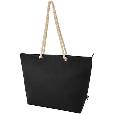 Panama Strandkühltasche mit Kordelgriffen aus recyceltem GRS-Material, 23L, schwarz