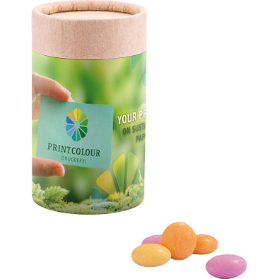 Papierdose Eco Midi, mentos® Kaudragees Fruit, inkl. Druck