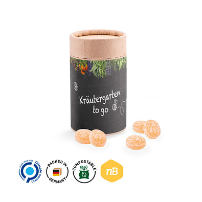 Papierdose Eco Midi mit Honigbienen Bonbons, inkl. Druck
