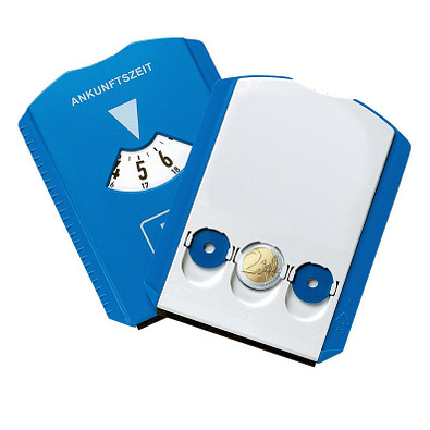 Parkscheibe Euro mit Chips, blau, Deutsch