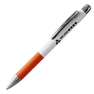 PENKO® Voll-Metall-Kugelschreiber Striscia, weiß/orange