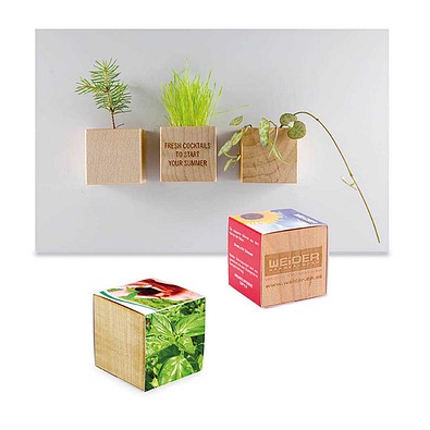 Pflanz-Holz Magnet mit Samen, Basilikum, 1-seit. Druck