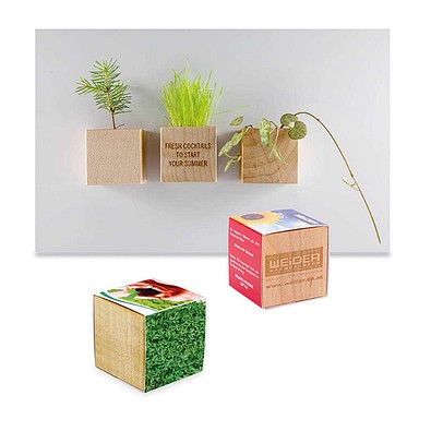 Pflanz-Holz Magnet mit Samen, Gartenkresse, 1-seit. Druck