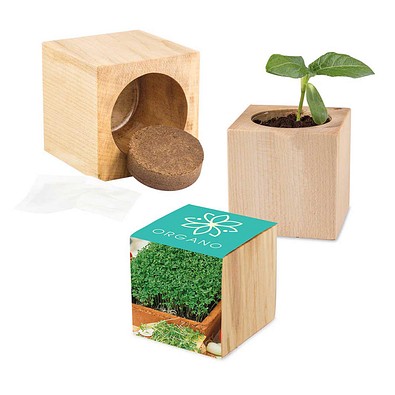 Pflanz-Holz Maxi mit Samen, Gartenkresse, 1-seit. Druck