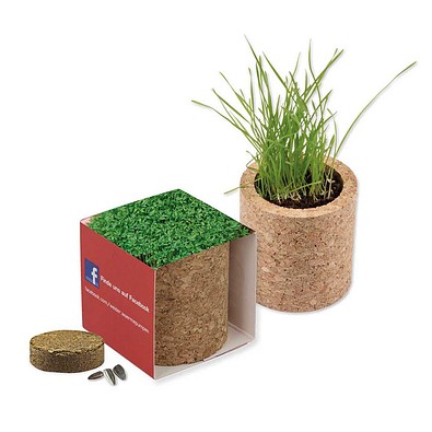 Pflanz-Kork rund mit Samen, Gartenkresse, 1-seit. Druck