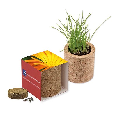 Pflanz-Kork rund mit Samen, Ringelblume, 1-seit. Druck