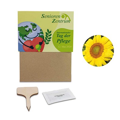 Pflanz-Set, 2er-Set, Sonnenblume / Margerite, 1-seit. Druck