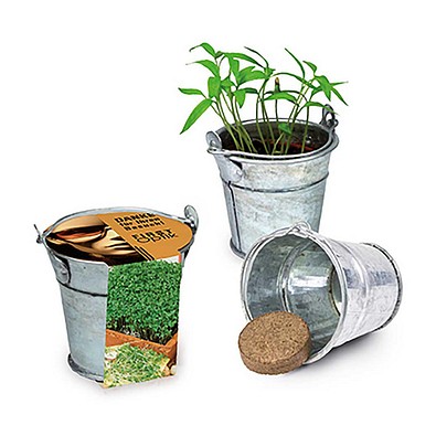 Pflanzeimerchen mit Samen, Gartenkresse, 1-seit. Druck
