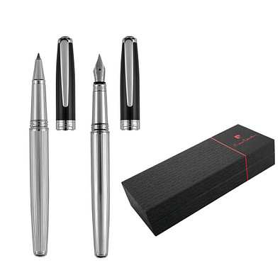 Pierre Cardin® CHRISTOPHE Set aus Rollerball Pen und Füllfederhalter, silber