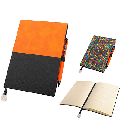 Pierre Cardin® REPORTER Set aus Notizbuch A5 und Kugelschreiber, orange/schwarz