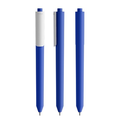 Pigra P03 Soft Touch Push Kugelschreiber, Dark Blue-White