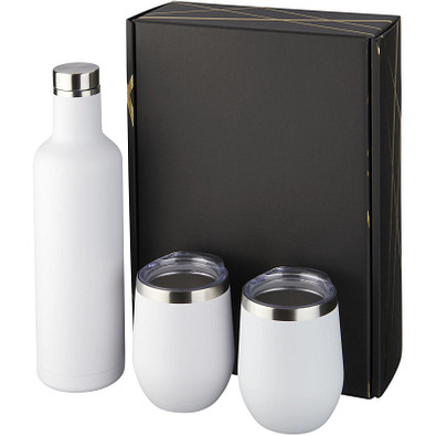 Pinto und Corzo Kupfer-Vakuum isoliertes Geschenkset, Flasche 750 ml, Becher 350 ml, weiss Pinto und Corzo Kupfer-Vakuum isoliertes Geschenkset, Flasche 750 ml, Becher 350 ml, weiss
