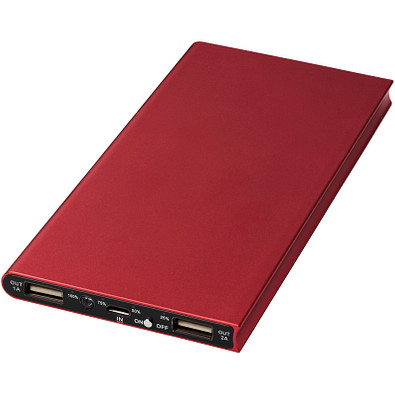 Plate Aluminium-Powerbank, 8.000 mAh, rot Plate Aluminium-Powerbank, 8.000 mAh, rot