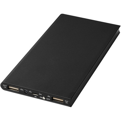 Plate Aluminium-Powerbank, 8.000 mAh, schwarz Plate Aluminium-Powerbank, 8.000 mAh, schwarz