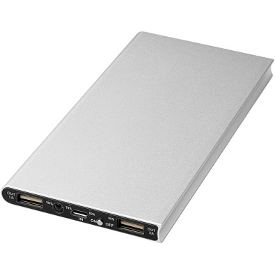 Plate Aluminium-Powerbank, 8.000 mAh, silber Plate Aluminium-Powerbank, 8.000 mAh, silber
