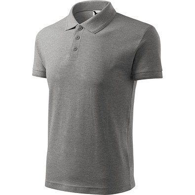 Polohemd Herren Pique Polo, XL, dunkelgrau melliert