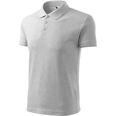 Polohemd Herren Pique Polo, XL, hellgrau melliert