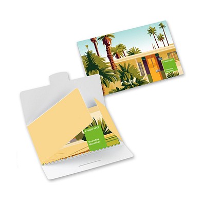 POLYCLEAN rPET Brillenputztuch 15x15 cm im Papieretui, weiss / individuell