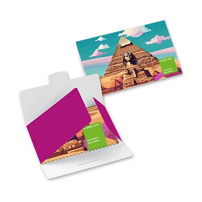 POLYCLEAN rPET Brillenputztuch 30x20 cm im Papieretui, weiss / individuell