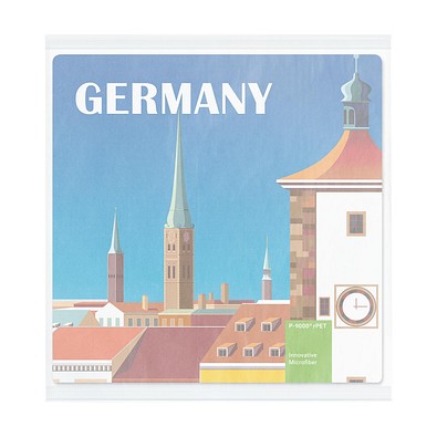 POLYCLEAN rPET Displaytuch 20x20 cm im Pergaminbeutel , weiss / individuell