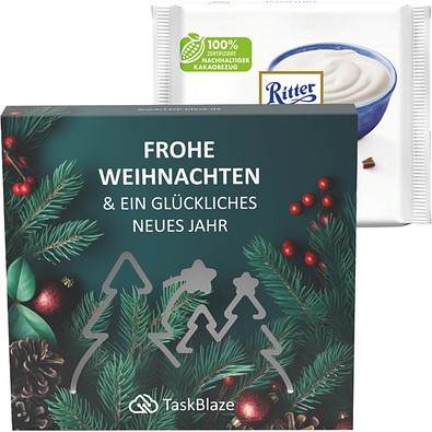 Präsentbox Premium, Wald-Stanzung,  Ritter SPORT Joghurt Schokolade, inkl. Druck