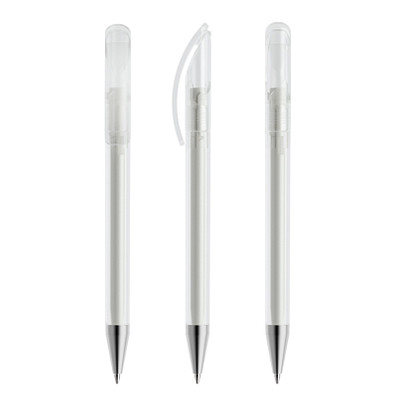 prodir® Drehkugelschreiber DS 3 mit Metallspitze, blaue Mine, klar gefrostet