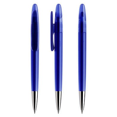 prodir® Drehkugelschreiber DS 5 mit polierter Metallspitze, blaue Mine, dunkelblau transparent prodir® Drehkugelschreiber DS 5 mit polierter Metallspitze, blaue Mine, dunkelblau transparent