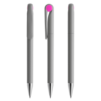 prodir® Drehkugelschreiber DS1 TMS Twist, blaue Mine, delfingrau/fuchsia