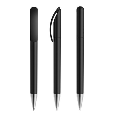 prodir® Drehkugelschreiber DS3 TMS Twist, blaue Mine, schwarz