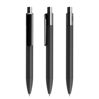 prodir® Druckkugelschreiber DS4 Soft Touch PRR Push, blaue Mine, schwarz