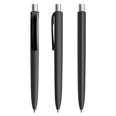 prodir® Kugelschreiber DS8 Soft Touch PRR Push, schwarz/silber satiniert prodir® Kugelschreiber DS8 Soft Touch PRR Push, schwarz/silber satiniert