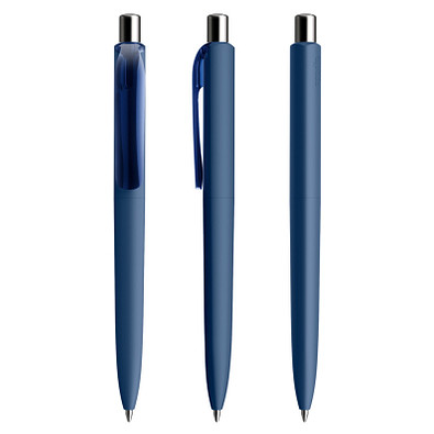 prodir® Kugelschreiber DS8 Soft Touch PRR Push, dunkelblau/silber poliert prodir® Kugelschreiber DS8 Soft Touch PRR Push, dunkelblau/silber poliert