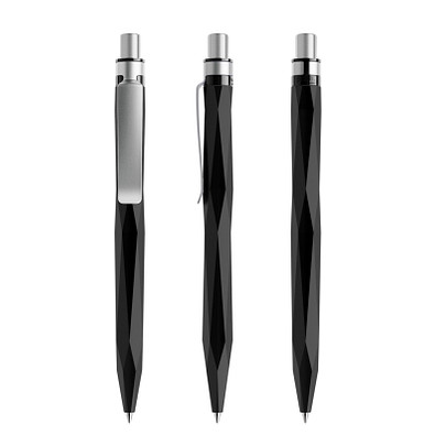 prodir® Druckkugelschreiber QS20 PQS Stone, blaue Mine, kohlschwarz/silber satiniert