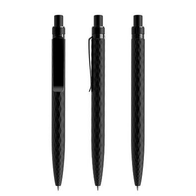 prodir® Druckkugelschreiber QS01 PQS Push, blaue Mine, kohlschwarz/schwarz satiniert