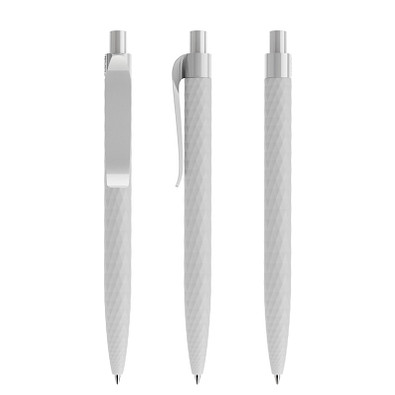 prodir® Druckkugelschreiber QS01 Soft Touch PRP Push, blaue Mine, zementgrau